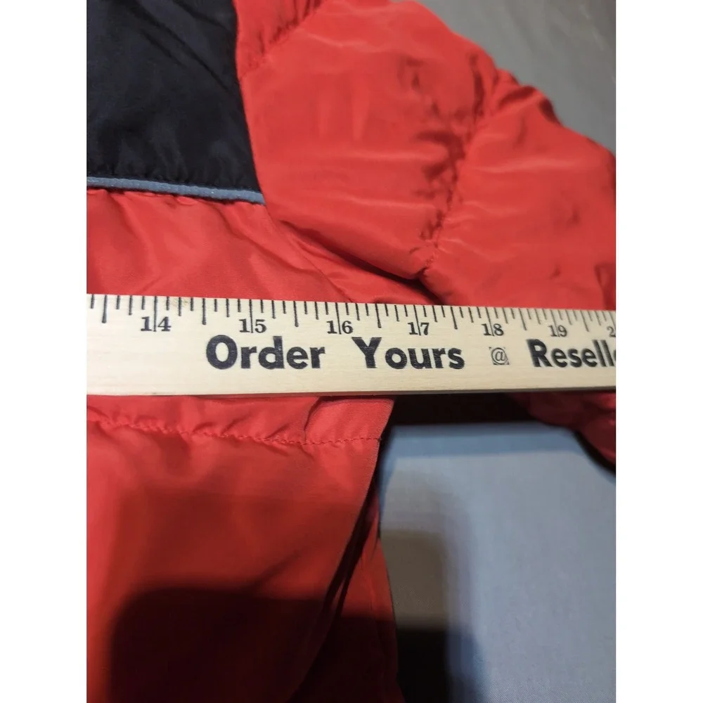 Eddie Bauer Kids Puffer Jacket L (14) Red Black Sherpa Lined‎ Hooded Coat